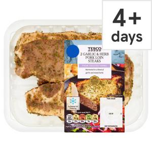 Tesco 2 Garlic & Herb Pork Loin Steaks 300G