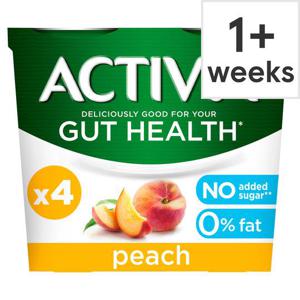 Activia Peach No Added Sugar Yogurt 4X115g