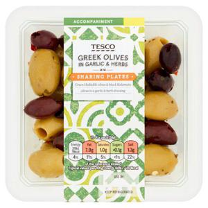 Tesco Greek Olives In Garlic & Herbs 115G