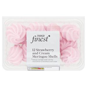 Tesco Finest 12X Strawberry & Cream Meringue Shells