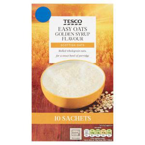 Tesco Easy Oats Golden Syrup 360G 10 Sachets