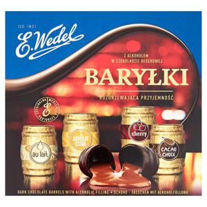 E.Wedel Dark Chocolate Barrels Plus Alcohol Filling 200G