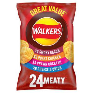 Walkers Meaty Variety Multipack Crisps 24 X 25G