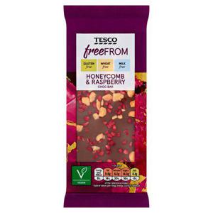 Tesco Free From Honeycomb & Raspberry Chocolate Bar 90G