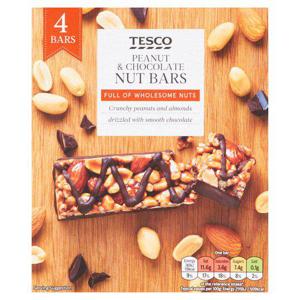 Tesco 4 Peanut & Chocolate Nut Bars 140G