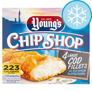 Youngs Chip Shop 4 Large Cod Fillets 440G