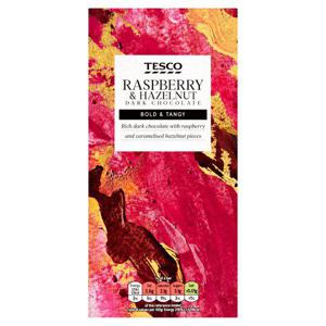 Tesco Raspberry & Hazelnut Dark Chocolate 100G