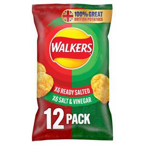 Walkers Variety Ready Salted &Vngr Crisps 12X25g