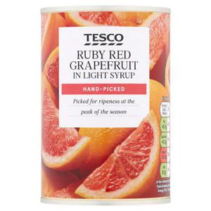 Tesco Ruby Red Grapefruit In Light Syrup 411G