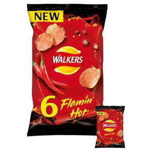 Walkers Flamin Hot Crisps 6X25g