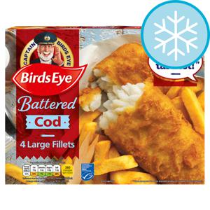 Birds Eye 4 Large Battered Cod Fillets 440G