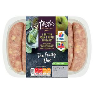 Sainsbury's British Pork & Apple Sausages, Taste the Difference x6 400g