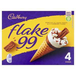 Cadbury Flake 99 Ice Cream Cones x4 125ml