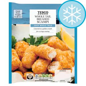 TESCO WHOLETAIL BREADED SCAMPI 280G