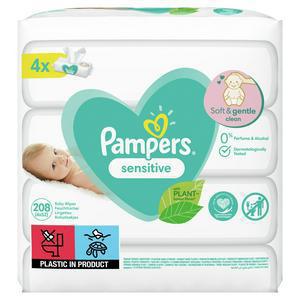 Pampers Sensitive Baby Wipes 4x52 Pack