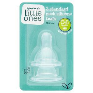 Sainsbury's Little Ones 2 Standard Neck Silicone Teats Medium Flow 0-6 Months