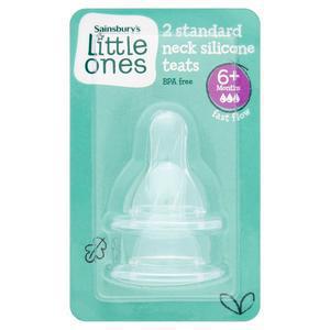 Sainsbury's Little Ones 2 Standard Neck Silicone Teats Fast Flow 6+ Months