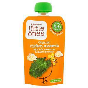 Sainsbury's Little Ones Organic Chicken Casserole Smooth Puree 4+ Months 100g