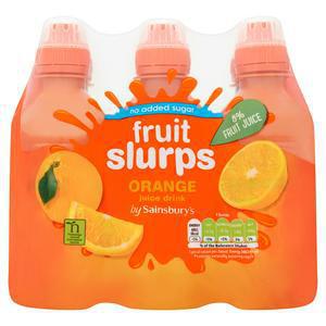 Sainsbury's No Added Sugar Fruit Slurps Orange Juice Drink 6 x 250ml