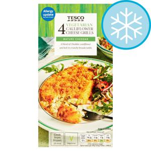 Tesco 4 VEGETARIAN CAULIFLOWER CHSE GRILLS 397G