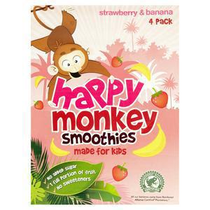 Happy Monkey Strawberry & Banana Kids Smoothie 4x180ml