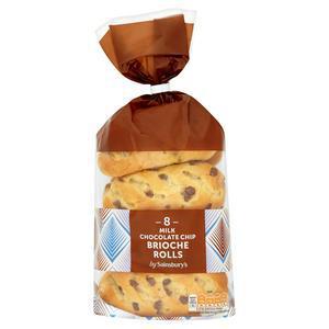 Sainsbury's Milk Chocolate Chip Brioche Roll x8