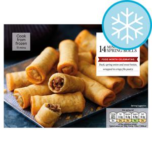 Tesco 14 MINI DUCK SPRING ROLLS 252G