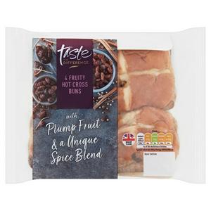 Sainsbury's Fruity Hot Cross Buns, Taste the Difference x4 280g