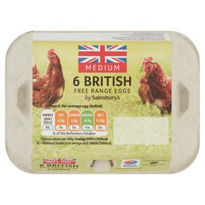 Sainsbury's Woodland Free Range Medium Eggs x6