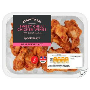 Sainsbury's Sweet Chilli Cooked British Chicken Wings 525g