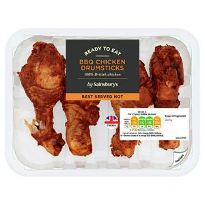 Sainsbury's BBQ Cooked British Chicken Bone in Drumsticks 430g