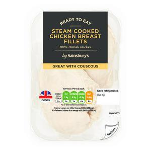 Sainsbury's Steam Cooked British Chicken Breast Fillets x2 220g