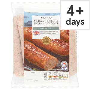 Tesco 8 Lincolnshire Sausages 454G