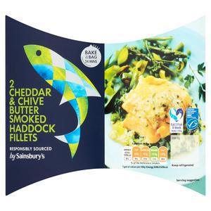 Sainsbury's Cheddar & Chive Butter Smoked Haddock Fillets x2 240g