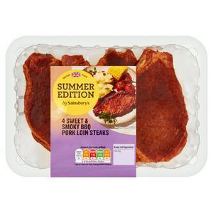 Sainsbury's Sweet & Smokey BBQ Fresh British Pork Loin Steaks x4 440g