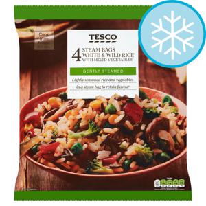 Tesco 4 STEAM BAGS RICE WITH MIXED VEGETABLES 600G