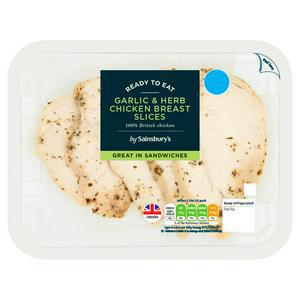 Sainsbury's Garlic & Herb Cooked British Chicken Breast Slices 180g