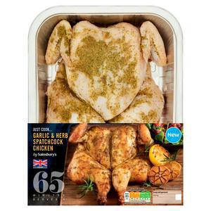 Sainsbury's Just Cook Garlic & Herb Spatchcock British Whole Chicken 1.197kg (serves 3)