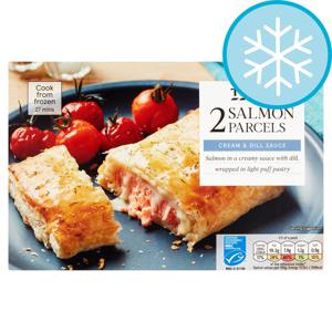 TESCO SIMPLY SALMON & DILL PARCELS 275G