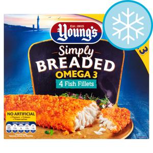 Youngs Simply Breaded Omega 3 4 Fish Fillets 400G