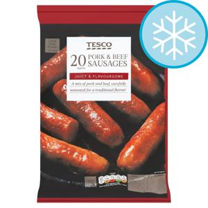 Tesco 20 Pork & Beef Sausages 900G