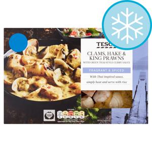 Tesco Clams, Hake & King Prawns With Green Curry 450G