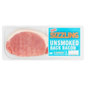 Sizzling Danish Unsmoked Back Bacon 10 Rashers 300G