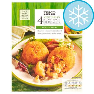 Tesco 4 Vegetarian Bacon Mac & Cheese Melts 280G