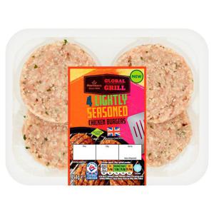 Morrisons 4 Lightly Seasoned Chicken Burgers