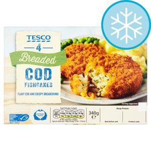 Tesco 4 Breaded Cod Fishcakes 340G