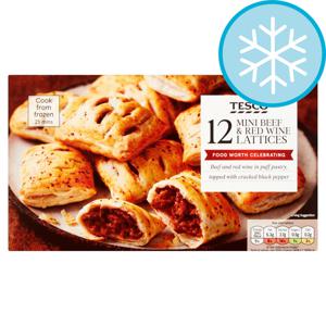 Tesco 12 Beef & Red Wine Lattices 360g