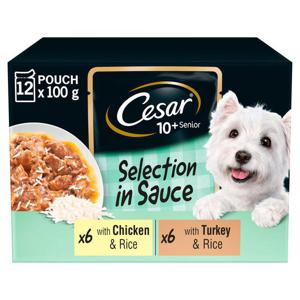 Cesar Senior 10+ Wet Dog Food Pouches Mixed Selection In Sauce