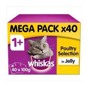 Whiskas Adult 1+ Wet Cat Food Pouches Poultry in Jelly