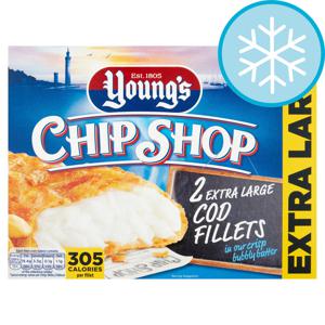 Youngs Chip Shop 2 Extra Large Cod Fillets In Batter 300G